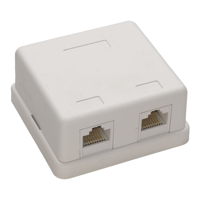CS RJ45 8P8C Surface Box Dual Networking Port White