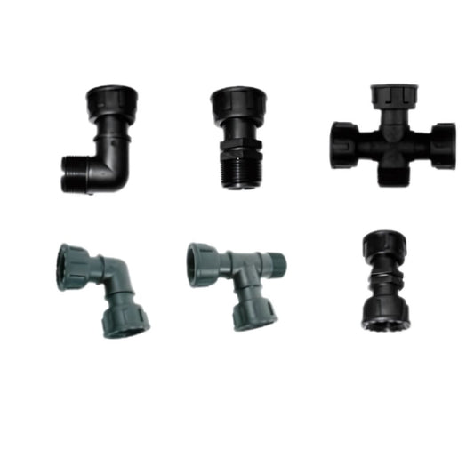 SAB Swivel Fittings – 1" BSP Polypropylene Coupling, Elbow, Tee and Cross (P-TSN, P-TSE, P-TST, P-TSC)