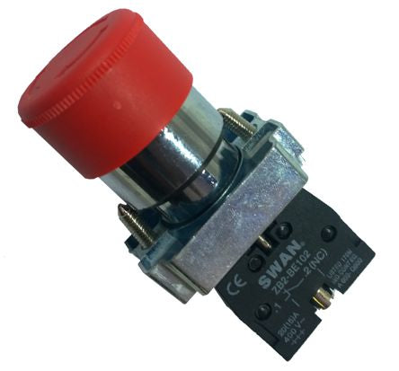 Swan Electric 22mm Push Button Return Reset NC Red