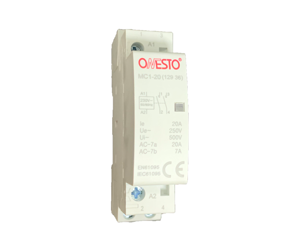 MC1 modular contactor 16A 20A 25A 1P 2P 230V DIN rail 18mm compact electrical contactor
