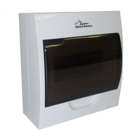 Swan Electric Mini DB Box 8 Way 185x200x90mm with DIN Rail - Without Breakers