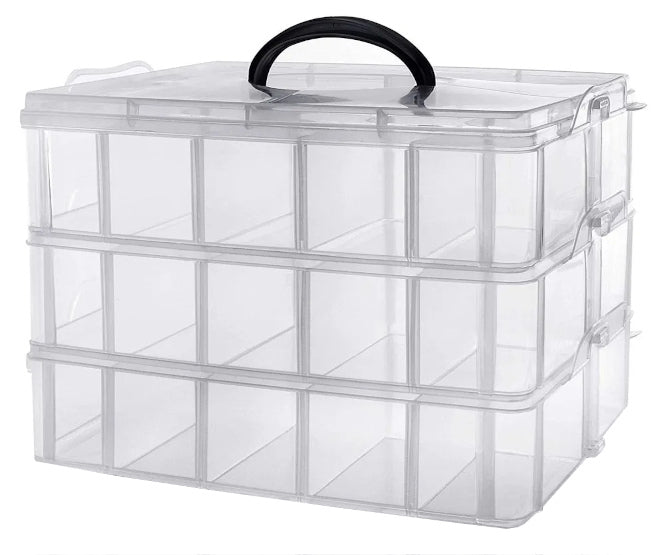 EIE 3-LAYER Clear White Plastic Storage Bin