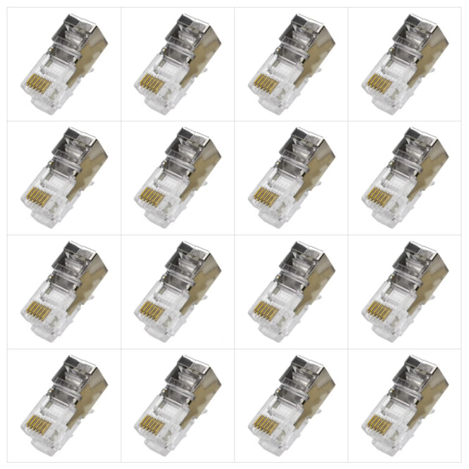 EIE Modular Plug RJ12 Connector Shielded Chrome 6P6C - 500P/BAG