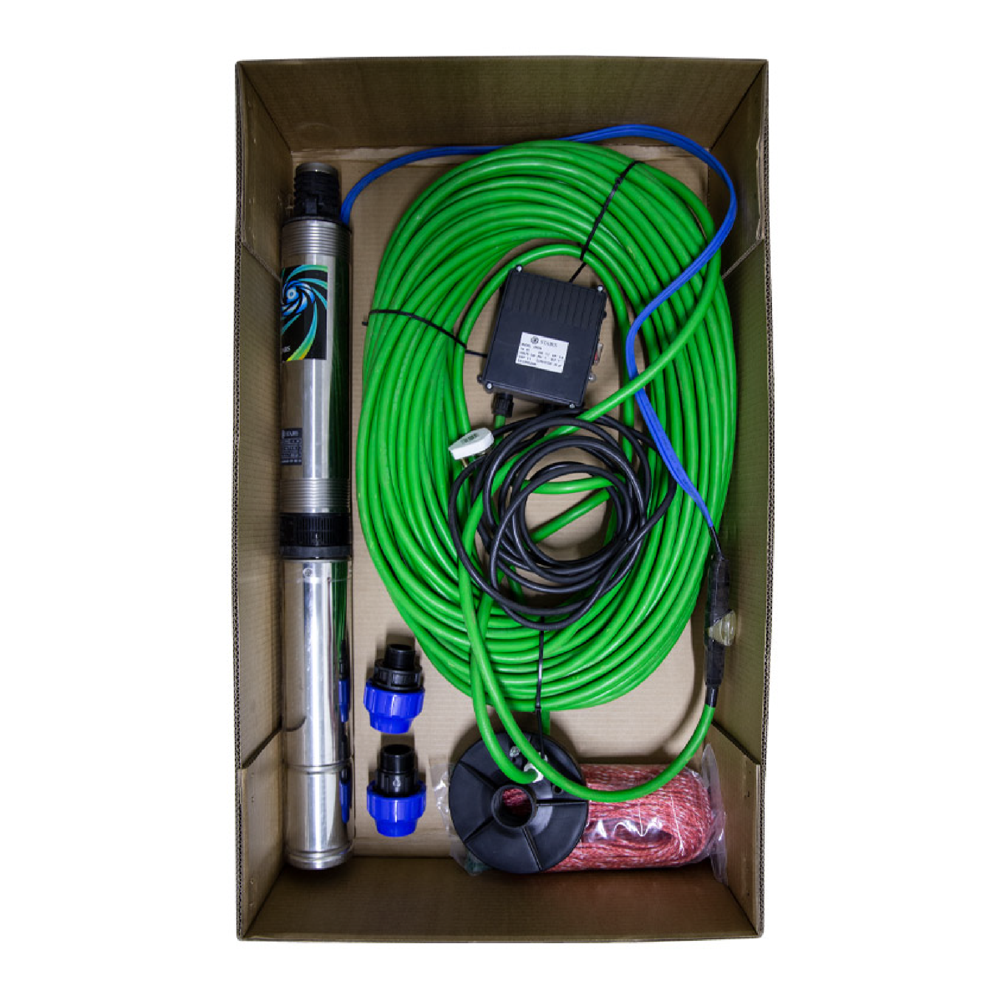 Stairs submersible pump combo with pump motor control box cable rope and base plate