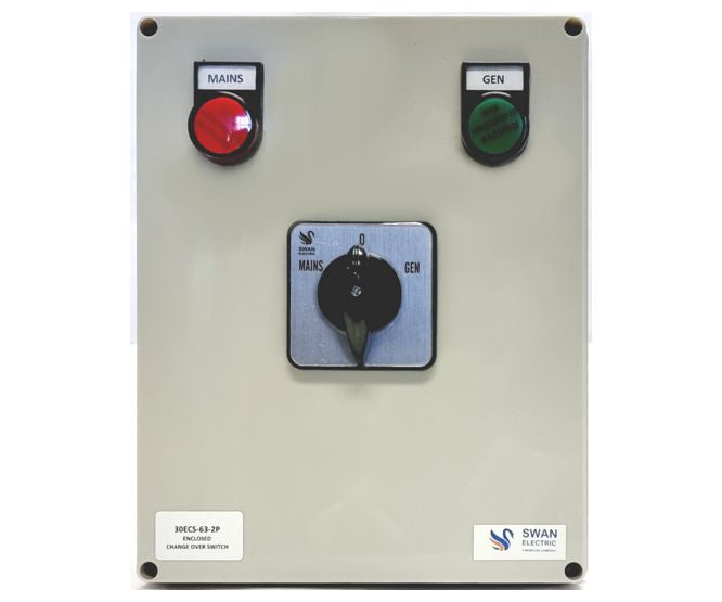 Swan Electric Change Over Switch 2 Pole-4 Pole PVC Enc 40A-125A