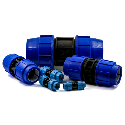 Donsen compression coupler for joining HDPE or polyethylene water pipe