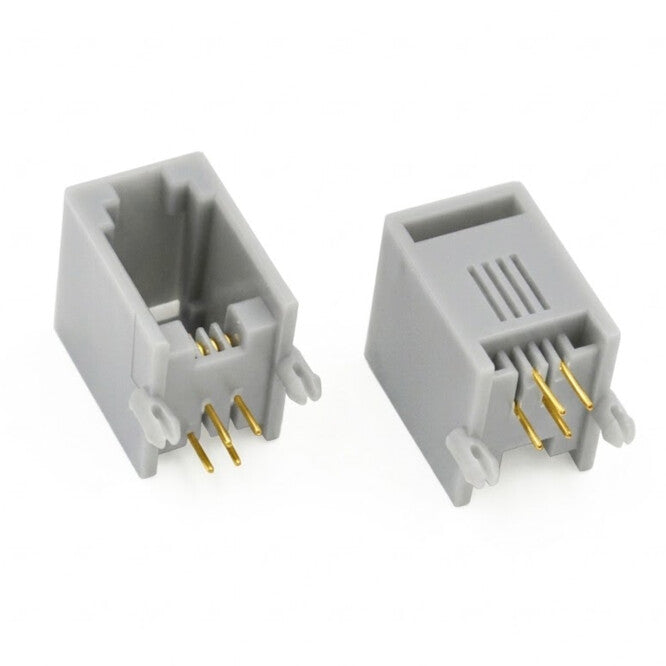 CS 4P4C RJ9 Right-Angle Socket Low Profile Grey