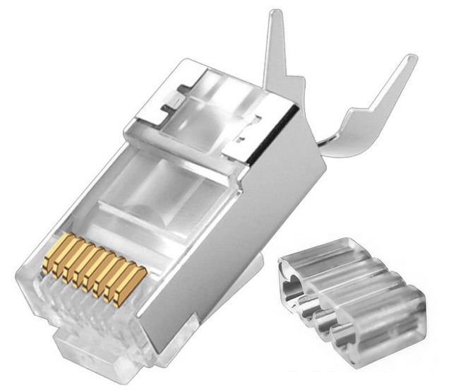 CS Modular Plug 8W RJ45 CAT7 Connector Shielded Chrome