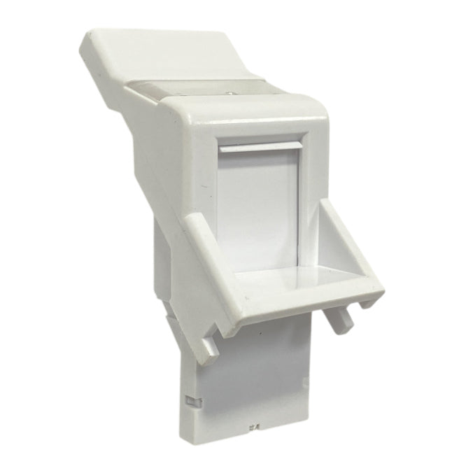 CS 25x50mm Angled 1 Port Snap Shuttered Keystone Adapter White