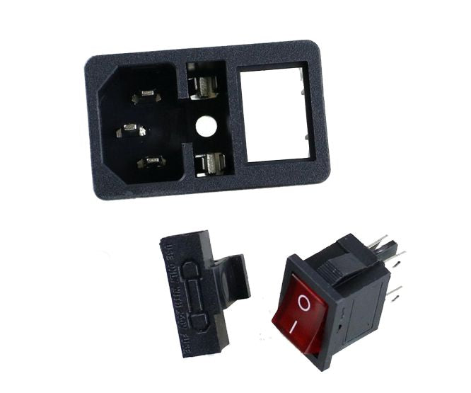 EIE Panel Mount C14 Iec Plug with Fuse Holder & Switch DP