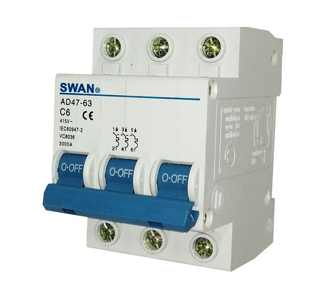 Swan Electric 3P 3kA C-curve MCB circuit breaker