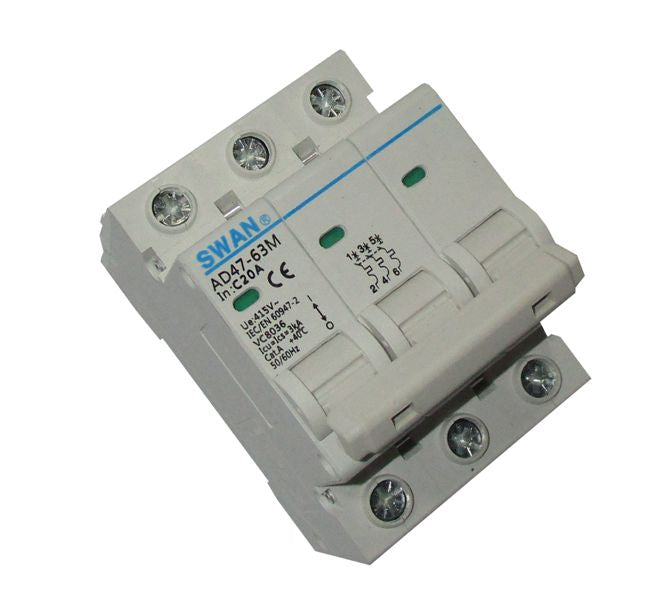 Swan Electric 3P 3kA C-curve MCB circuit breaker