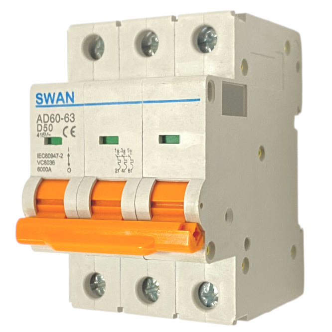 Swan Electric 3P 6kA D-curve MCB circuit breaker