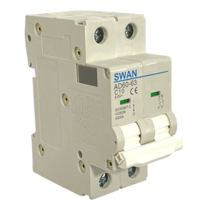 Swan Electric 2P 6kA C-curve MCB circuit breaker