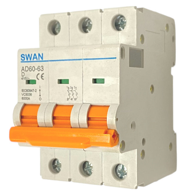 Swan Electric 3P 6kA D-curve MCB circuit breaker