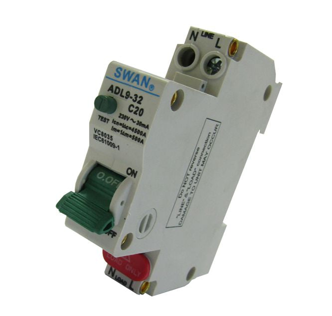 Swan Electric 1P+N RCBO earth leakage breaker with overload
