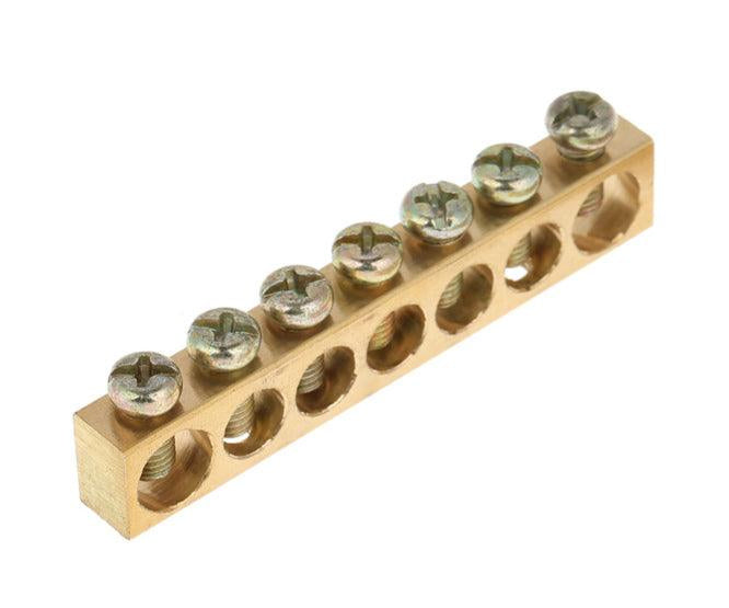 Swan Electric Earthing Bare Brass Busbar 7 Way-8 Way