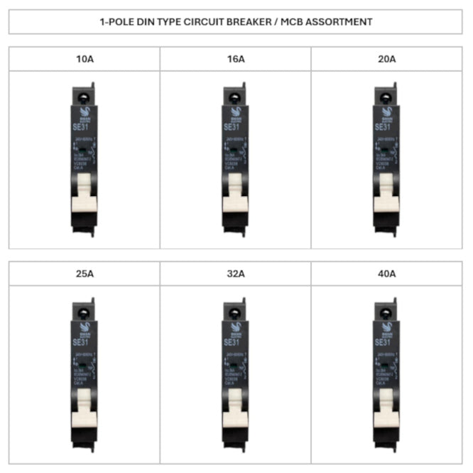 Swan Electric Samite assortment kit of 12 single-pole 3kA circuit breakers