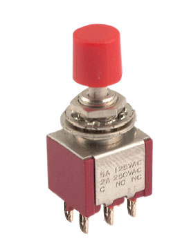 EIE Push Button Switch Mn Dpdt on-Mom Sol Red