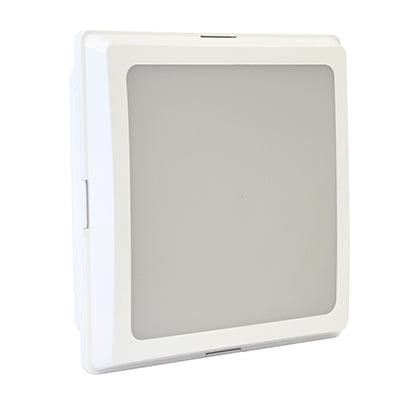 Eurolux white ABS square bulkhead light with opal shade