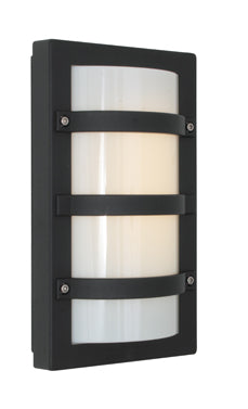 Eurolux black Trio bulkhead light with opal polycarbonate shade