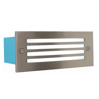 Eurolux satin chrome rectangular grid LED foot light for recessed wall mounting