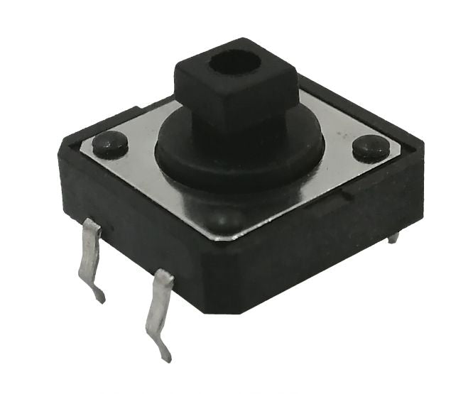 EIE PCB Tactile Switch Dil 12x12mm Sqr H=7.3mm Black