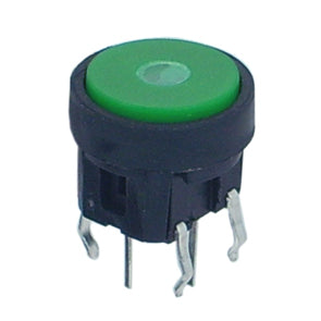 EIE PCB Tactile Switch Round Illuminated Green 10mm