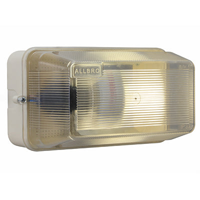 Eurolux white rectangular plastic bulkhead light with acrylic diffuser