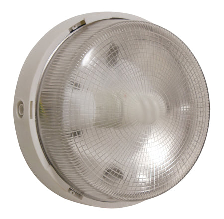 Eurolux white round glass bulkhead light with clear shade