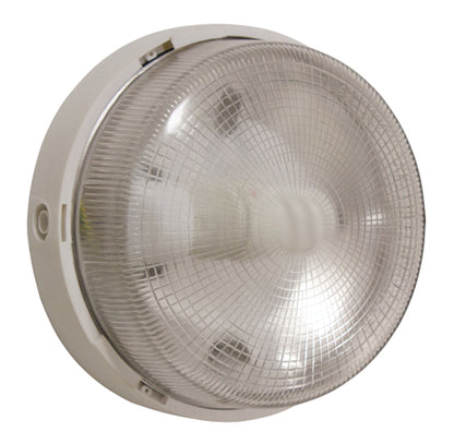 Eurolux white round glass bulkhead light with clear shade