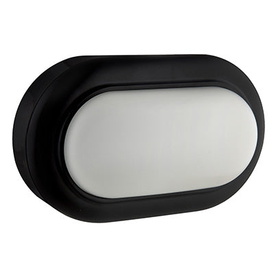 Eurolux black oval LED bulkhead light 8W for outdoor walls