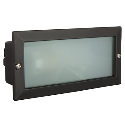 Eurolux black recessed brick light with frosted glass shade