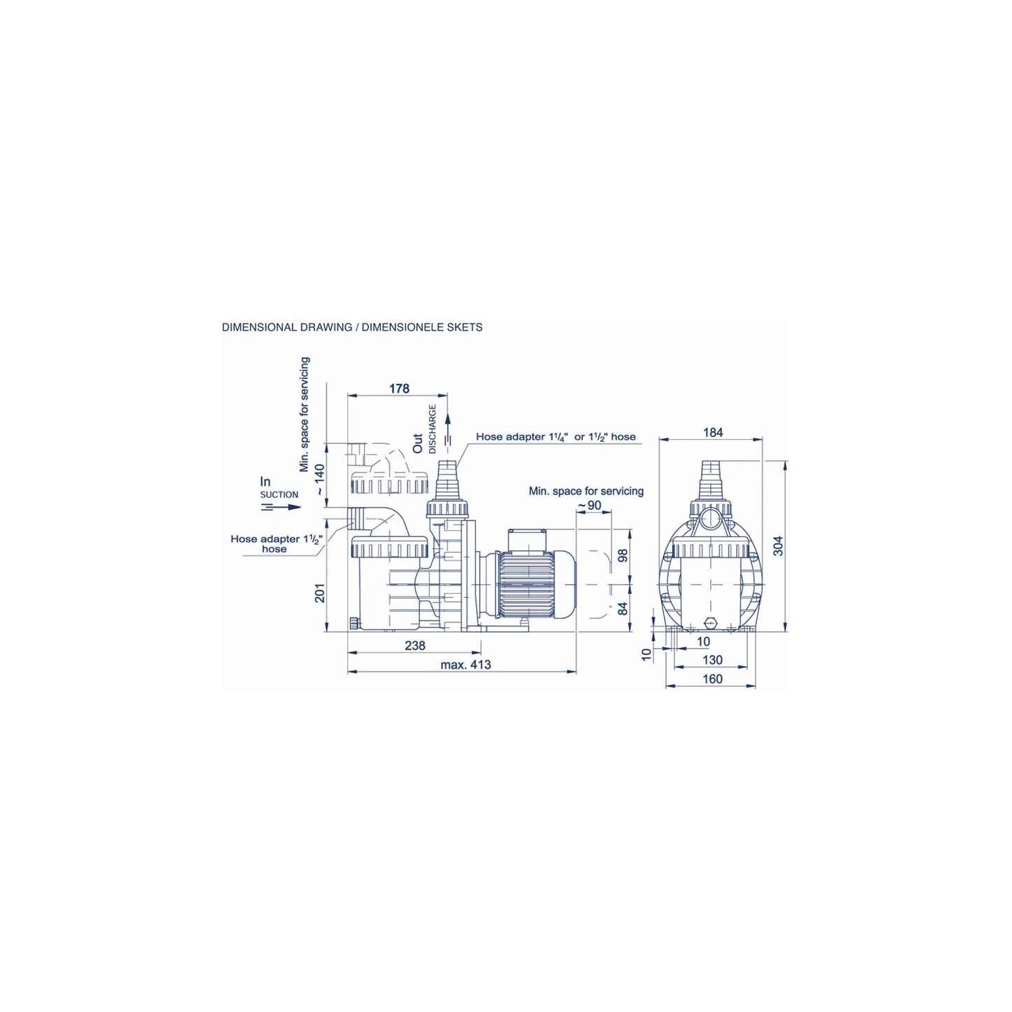 BADU Picco 5 dimensional drawing – height length width diagram