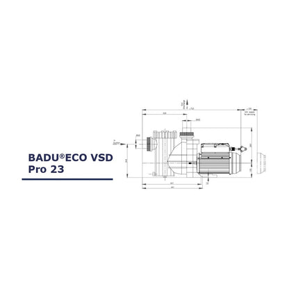Technical drawing of a BADU ECO VSD Pro 23