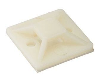 EIE Cable Tie Adhesive Mount 20x20mm White - Single Piece