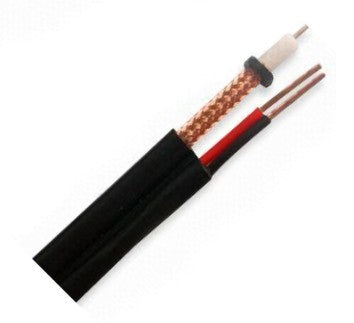 EIE Coaxial+Power Cable 6mm Solid+Power Black RG59-100m/R