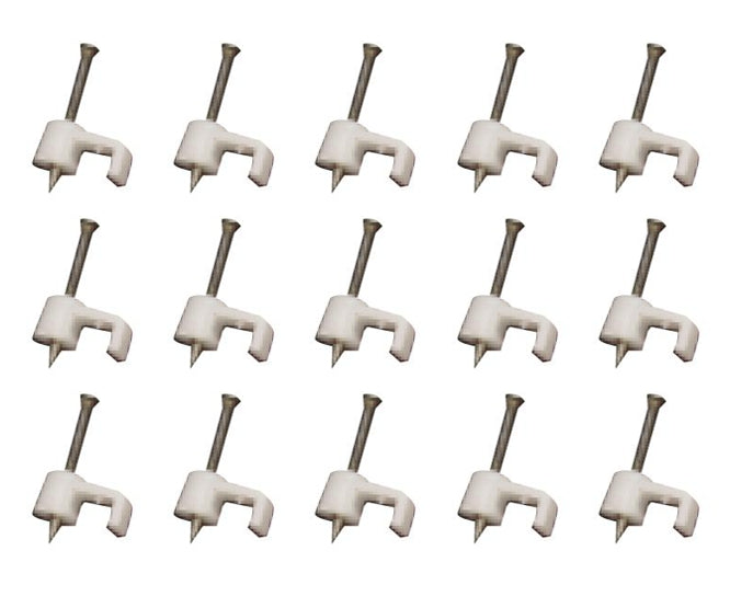 Swan Electric Flat Nail in Cable Saddle 14mm White 100 per bag