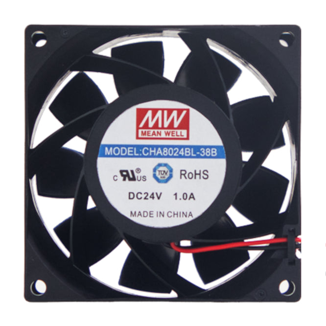 Mean Well 24VDC Axial Cooling Fan 80SQX38mm 2XBAL 107CFM Lead