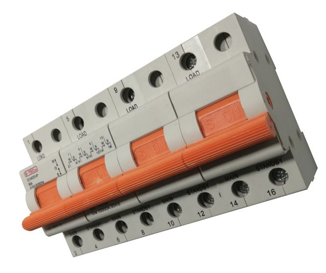 S-TEC 4-pole 63A DIN-rail change-over isolator switch