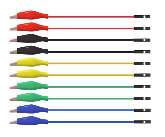 EIE Jumper Socket to Croc Clip Leads 10PCS 5-DIFF Colors