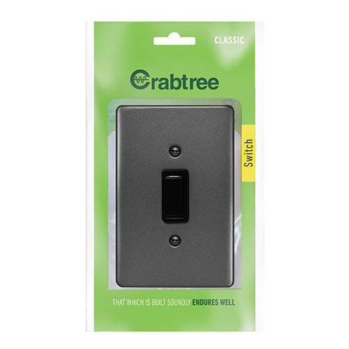 Crabtree Classic 1 Lever 1 Way Switch 50 x 100mm in Graphite