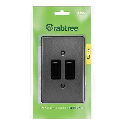 Crabtree Classic 2 Lever 1 Way Switch 50 x 100mm in Graphite