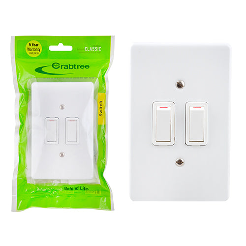 Crabtree Classic 2 Lever 1 Way Switch 50 x 100mm in White