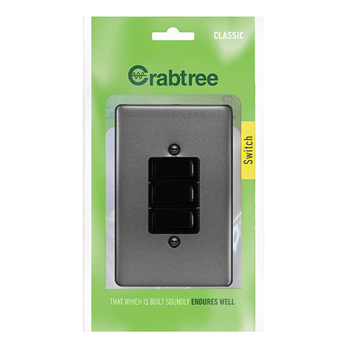 Crabtree Classic 3 Lever 1 Way Switch 50 x 100mm in Graphite