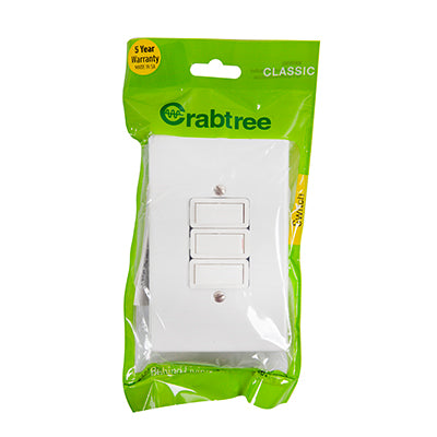 Crabtree Classic 3 Lever 1 Way Switch 50 x 100mm in White