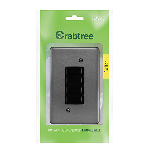 Crabtree Classic 4 Lever 1 Way Switch 50 x 100mm in Graphite