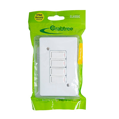 Crabtree Classic 4 Lever 1 Way Switch 50 x 100mm in White