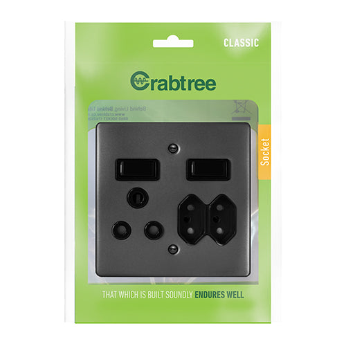Crabtree Classic Combo Socket 100 x 100mm in Graphite
