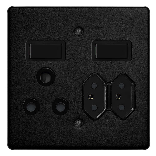 Crabtree Classic Combo Socket 100 x 100mm in Ferro Black